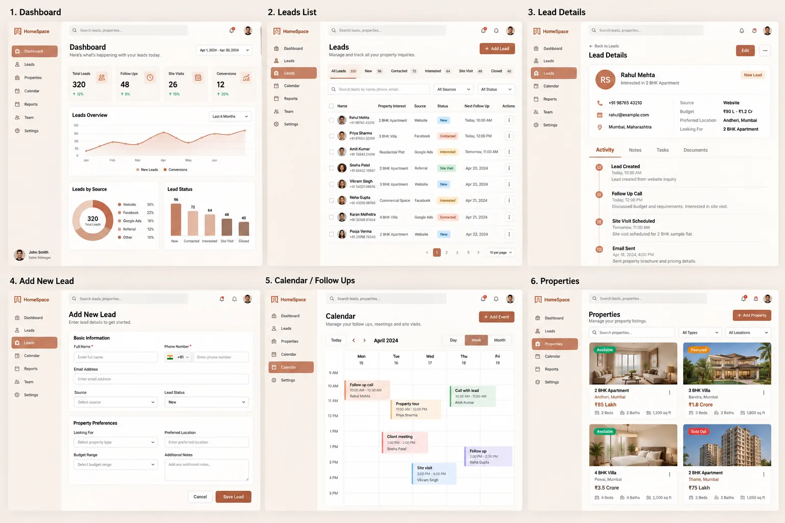 PropelCRM Real Estate UI Mockup Montage